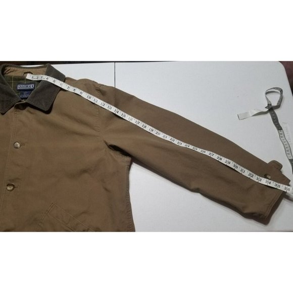 Lands' End Flannel Lined Brown Canvas Chore Field Jacket Coat Men's Size XL Tall - Picture 11 of 16